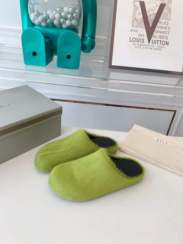 Ma*n1 FUSSBET SABOT CALF-HAIR SLIPPERS