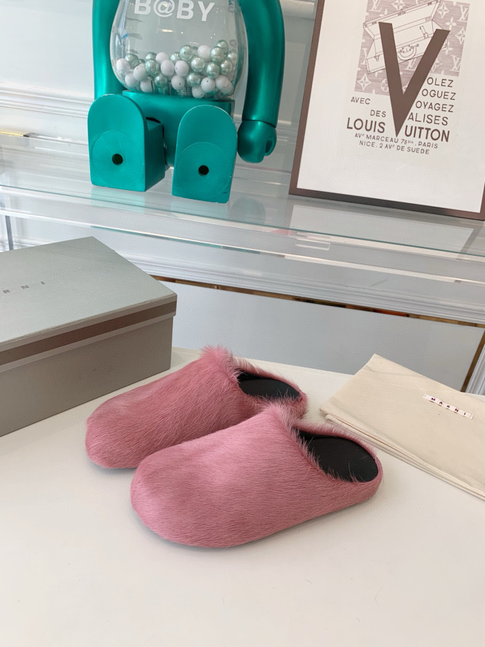 Ma*n1 FUSSBET SABOT CALF-HAIR SLIPPERS