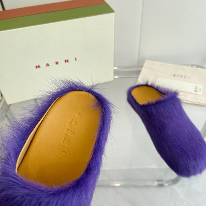 Ma*n1 FUSSBET SABOT CALF-HAIR SLIPPERS